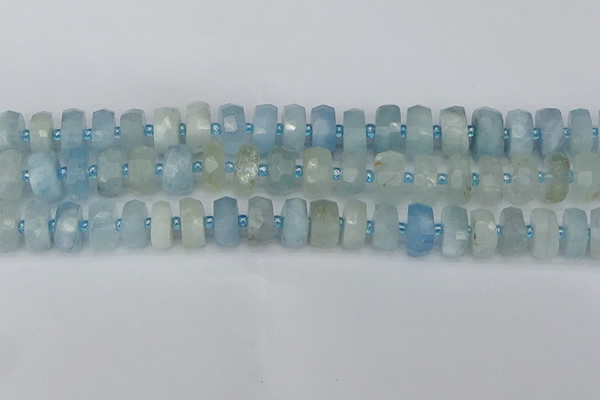 CRB803 15.5 inches 7*12mm faceted rondelle aquamarine beads