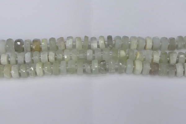 CRB810 15.5 inches 6*10mm faceted rondelle grey moonstone beads