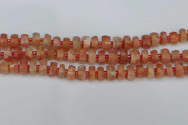 CRB818 15.5 inches 6*10mm faceted rondelle orange moonstone beads