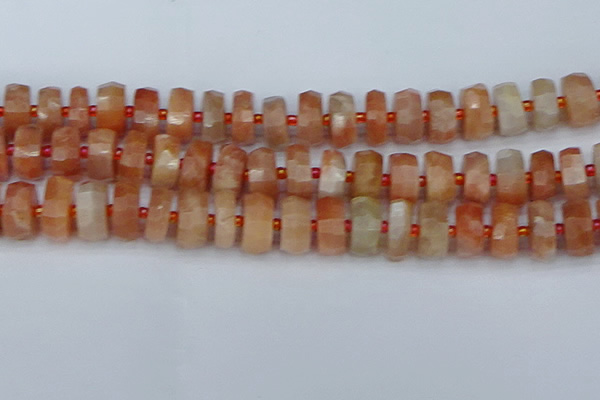 CRB821 15.5 inches 8*16mm faceted rondelle orange moonstone beads