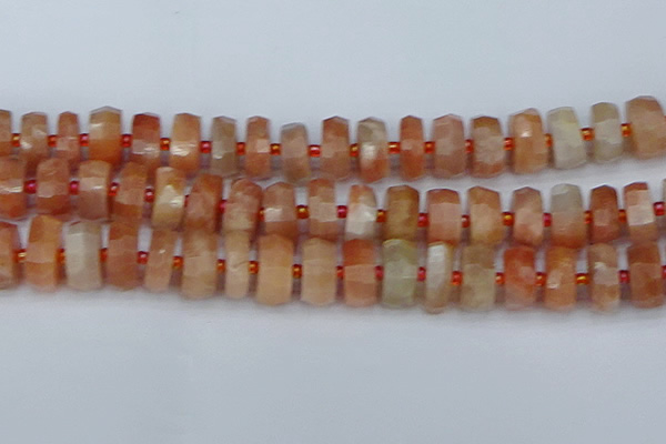 CRB822 15.5 inches 8*18mm faceted rondelle orange moonstone beads