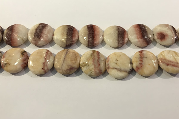 CRC1071 15.5 inches 25mm flat round rhodochrosite beads
