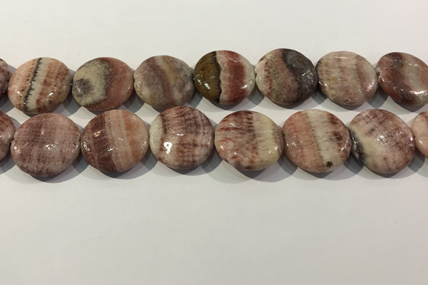 CRC1073 15.5 inches 25mm flat round rhodochrosite beads