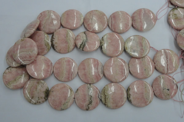 CRC158 15.5 inches 30mm flat round Argentina rhodochrosite beads