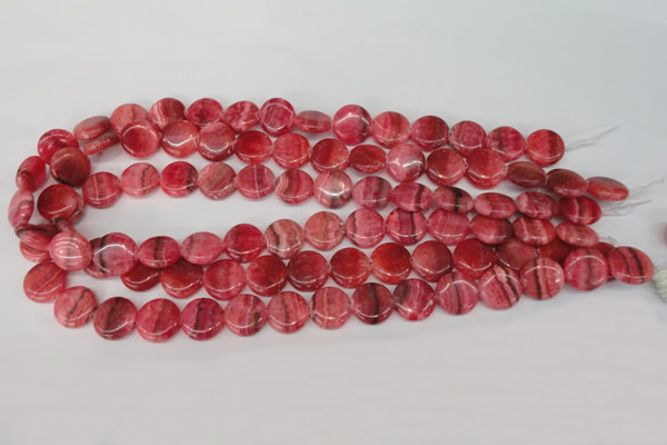 CRC23 15.5 inches 14mm flat round dyed rhodochrosite gemstone beads