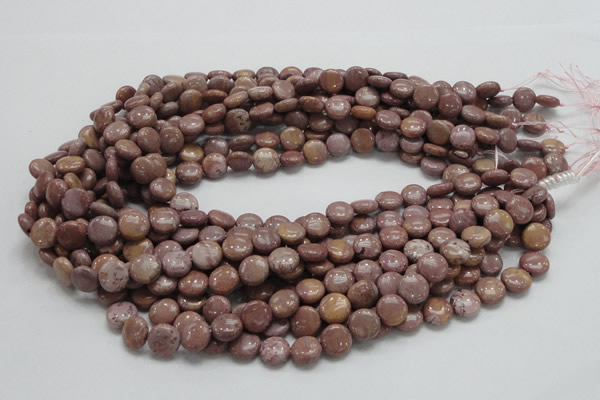 CRC71 15.5 inches 10mm flat round rhodochrosite gemstone beads