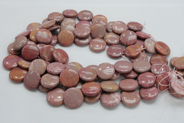 CRC74 15.5 inches 20mm flat round rhodochrosite gemstone beads