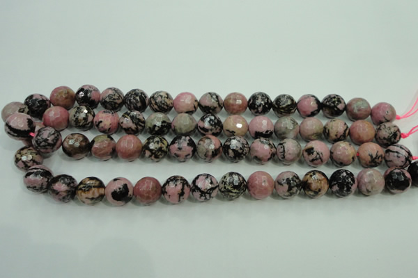 CRD16 15.5 inches 14mm faceted round rhodonite gemstone beads