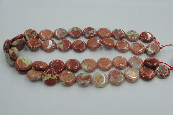 CRE08 16 inches 20mm flat round natural red jasper beads wholesale