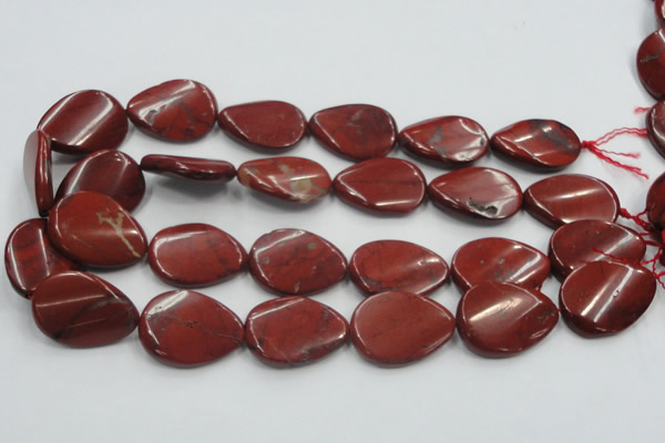 CRE18 16 inches 22*30mm twisted teardrop natural red jasper beads wholesale
