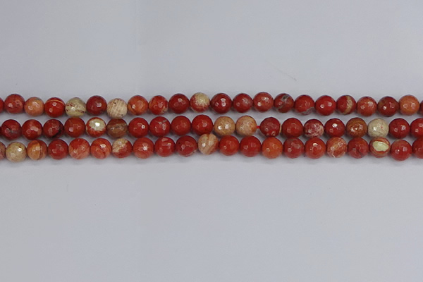 CRE331 15.5 inches 6mm faceted round red jasper beads