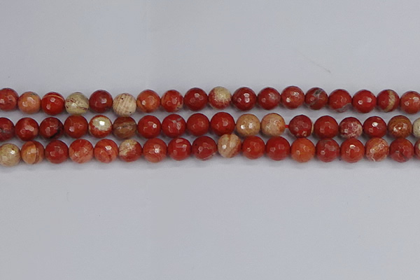 CRE332 15.5 inches 8mm faceted round red jasper beads