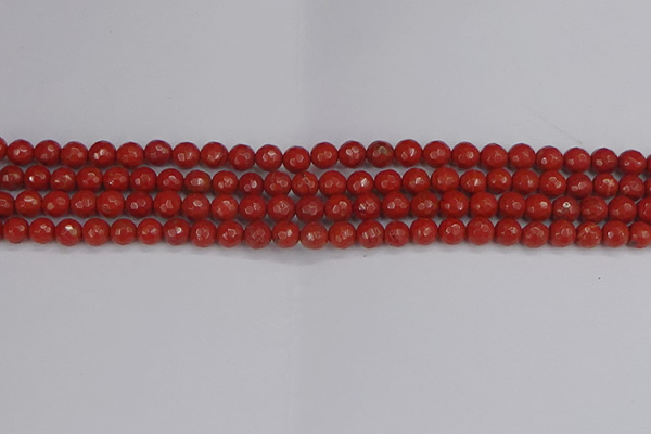 CRE338 15.5 inches 4mm faceted round red jasper beads