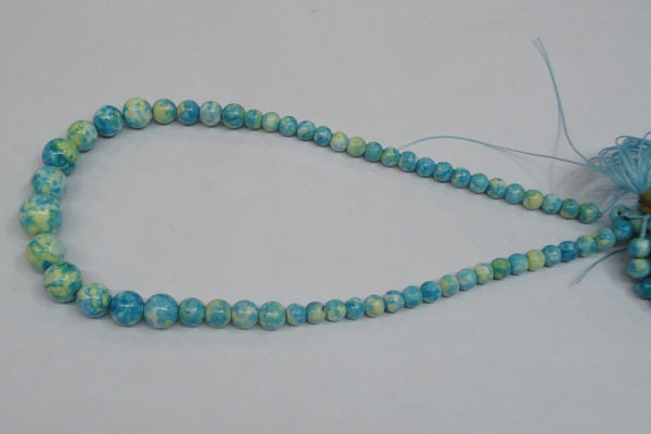 CRF111 15.5 inches 6mm - 14mm round dyed rain flower stone beads