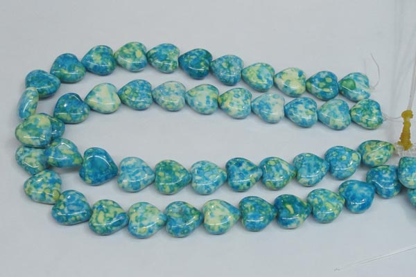 CRF134 15.5 inches 18*18mm heart dyed rain flower stone beads