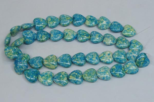 CRF135 15.5 inches 20*20mm heart dyed rain flower stone beads