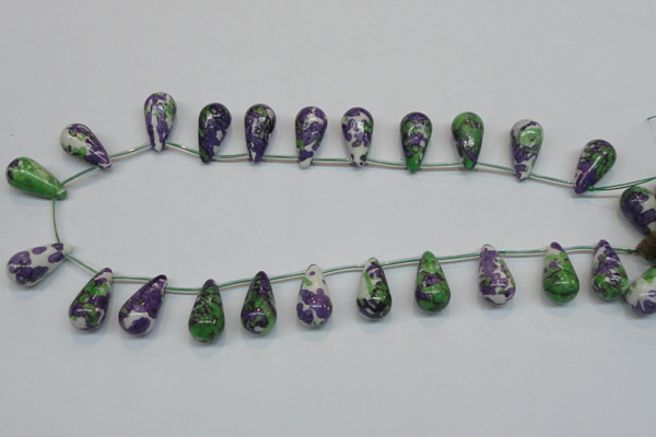 CRF15 11*21mm top-drilled teardrop dyed rain flower stone beads