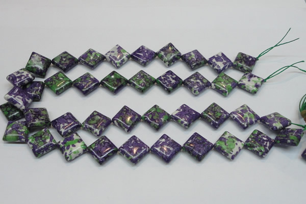 CRF19 15.5 inches 15*15mm diamond dyed rain flower stone beads