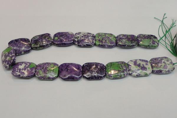 CRF20 15.5 inches 20*26mm rectangle dyed rain flower stone beads