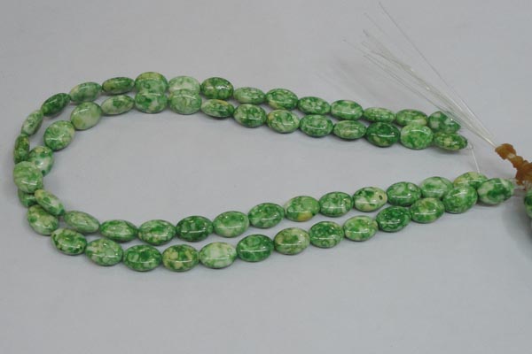 CRF204 15.5 inches 10*14mm oval dyed rain flower stone beads