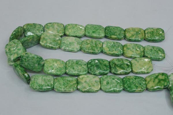 CRF225 15.5 inches 20*26mm rectangle dyed rain flower stone beads