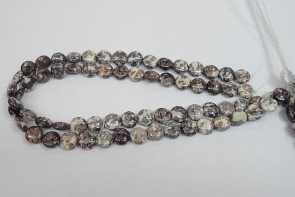 CRF236 15.5 inches 12mm flat round dyed rain flower stone beads