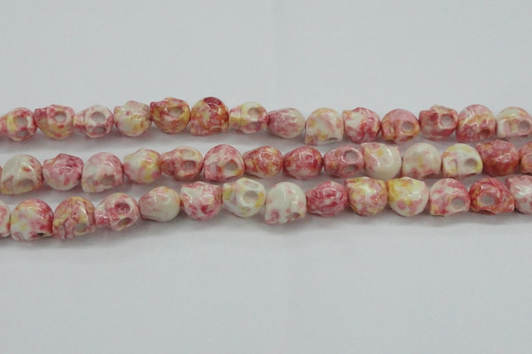 CRF358 15.5 inches 11*12mm skull dyed rain flower stone beads