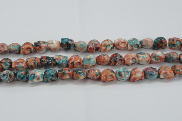 CRF361 15.5 inches 11*12mm skull dyed rain flower stone beads