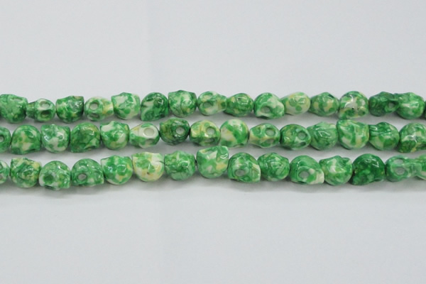 CRF371 15.5 inches 11*12mm skull dyed rain flower stone beads