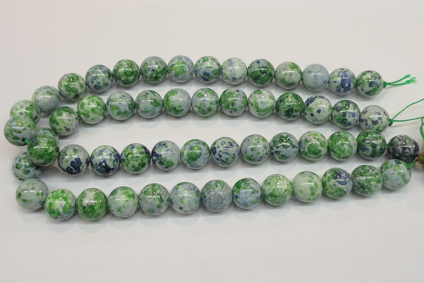 CRF47 15.5 inches 14mm round dyed rain flower stone beads wholesale