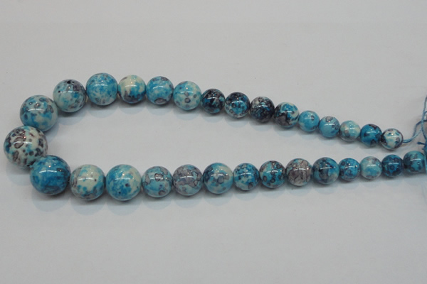 CRF65 15.5 inches multi sizes round dyed rain flower stone beads