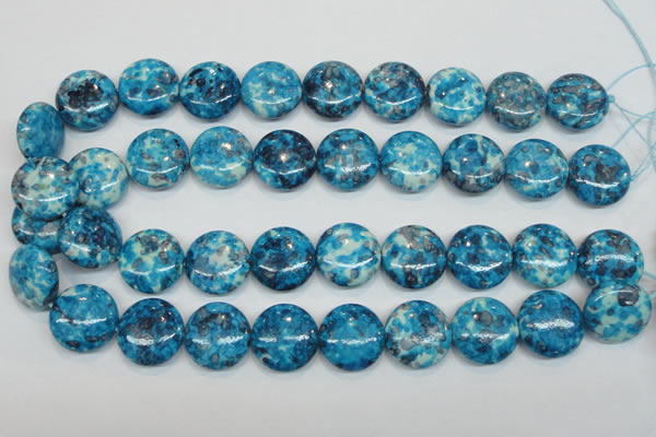 CRF70 15.5 inches 20mm flat round dyed rain flower stone beads