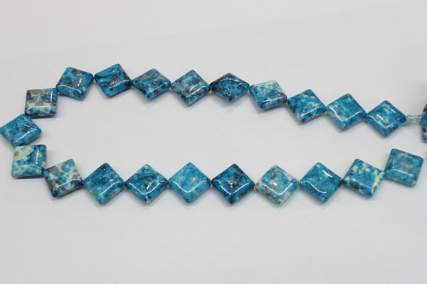 CRF72 15.5 inches 15*15mm diamond dyed rain flower stone beads