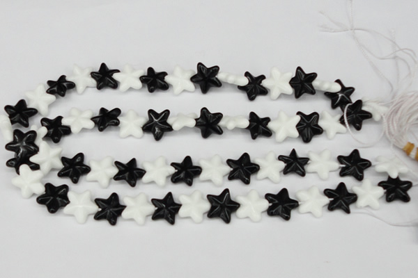 CRG23 15.5 inches 16*16mm star black & white agate gemstone beads
