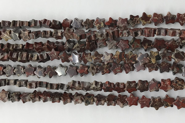 CRG30 15.5 inches 6mm flat star poppy jasper beads wholesale