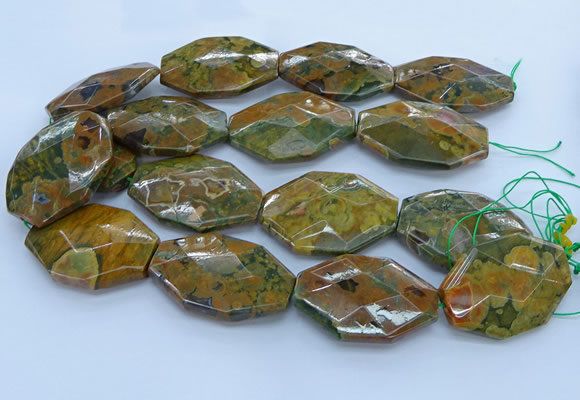 CRH154 15.5 inches 32*45mm - 35*50mm faceted freeform rhyolite beads