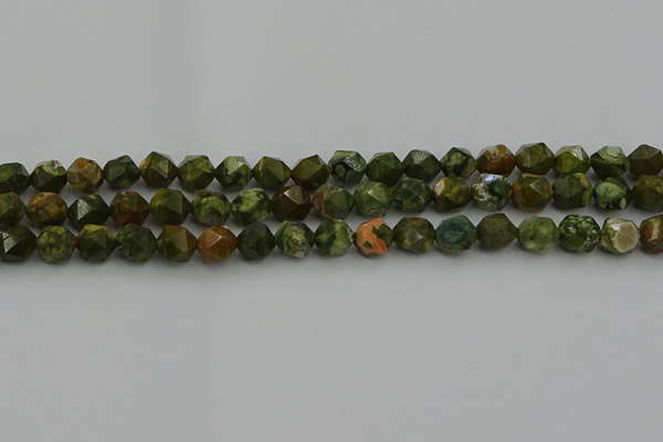 CRH162 15.5 inches 8mm faceted nuggets rhyolite gemstone beads