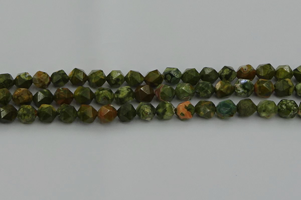 CRH163 15.5 inches 10mm faceted nuggets rhyolite gemstone beads