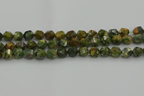 CRH164 15.5 inches 12mm faceted nuggets rhyolite gemstone beads