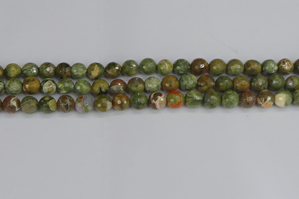CRH528 15.5 inches 8mm faceted round rhyolite beads wholesale