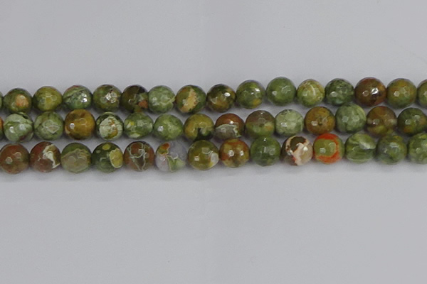 CRH530 15.5 inches 12mm faceted round rhyolite beads wholesale