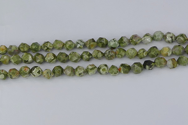 CRH536 15.5 inches 8mm faceted nuggets rhyolite gemstone beads