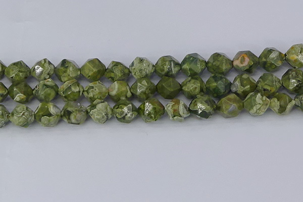 CRH538 15.5 inches 12mm faceted nuggets rhyolite gemstone beads