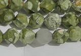 CRH554 15.5 inches 8mm faceted nuggets matte rhyolite gemstone beads