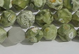 CRH555 15.5 inches 10mm faceted nuggets matte rhyolite gemstone beads