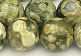 CRH583 15 inches 12mm faceted round rhyolite beads wholesale