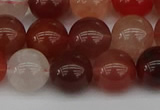 CRH603 15.5 inches 10mm round red rabbit hair quartz beads