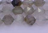 CRH612 15.5 inches 8mm faceted nuggets green rabbit hair beads