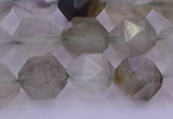 CRH614 15.5 inches 12mm faceted nuggets green rabbit hair beads