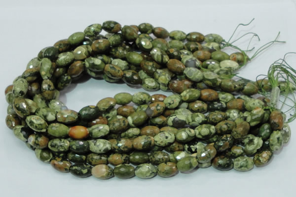CRH68 15.5 inches 10*15mm faceted rice rhyolite beads wholesale